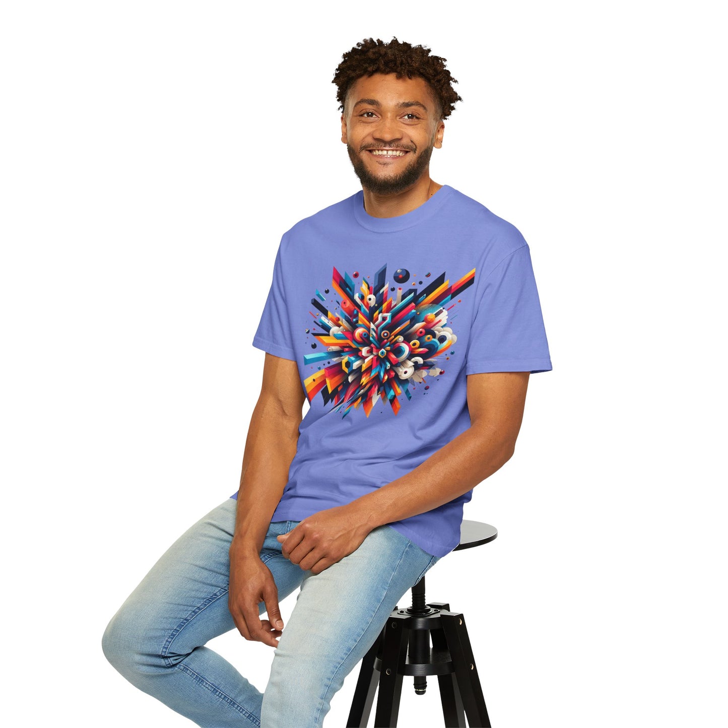 Abstract Art Energy Shirt | Comfort Colors 1717 | Vibrant Geometric Explosion Tee | Soft Washed Garment Dyed Cotton | Artistic Streetwear