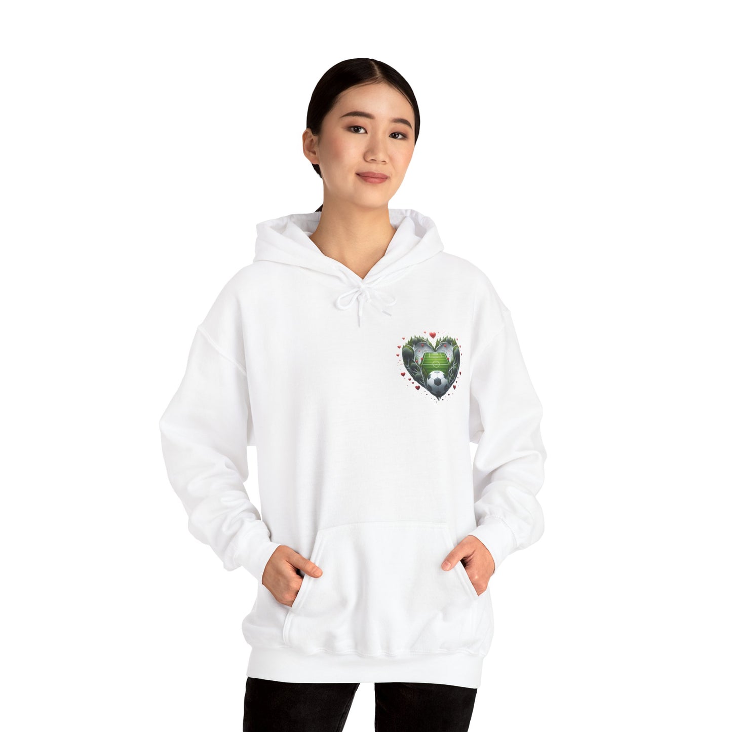 Aesthetic Soccer Field Heart Hoodie | Cute Football Lover Sports Sweatshirt