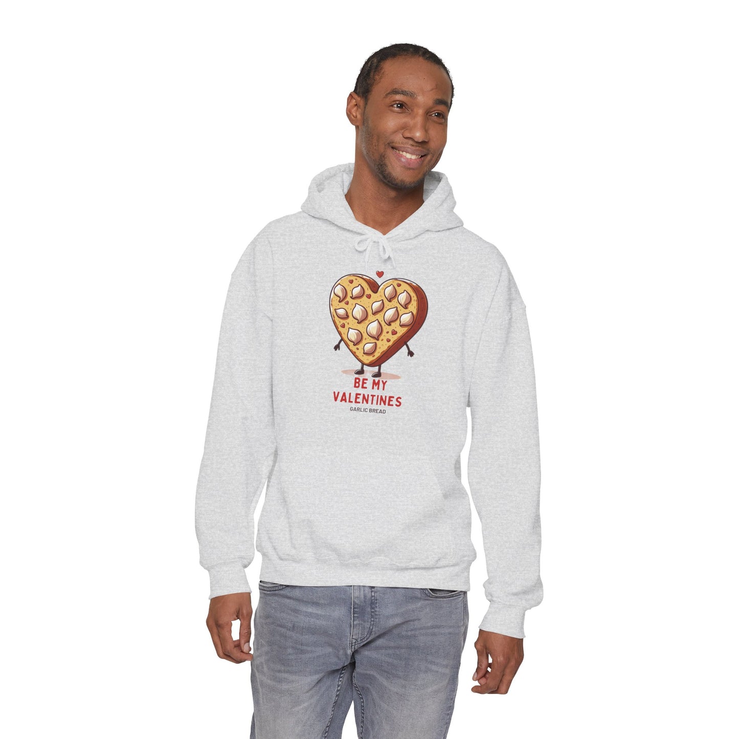 Garlic Bread Heart Hoodie Be My Valentines Unisex Sweatshirt - Funny Foodie Gift