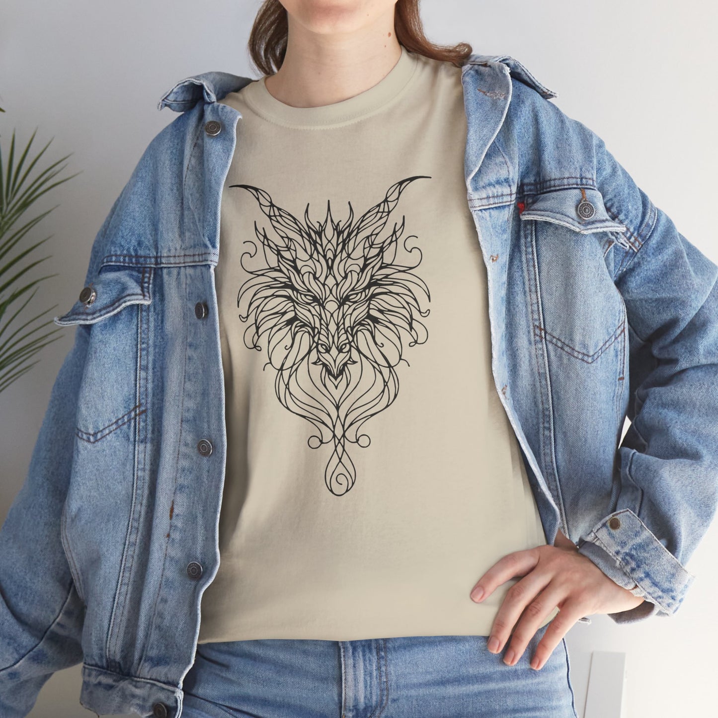 Dragon Line Art Shirt | Mythical Creature Sketch Tee | Minimalist Tattoo Style Top | Intricate Fantasy Art Gift | Unisex White T-Shirt
