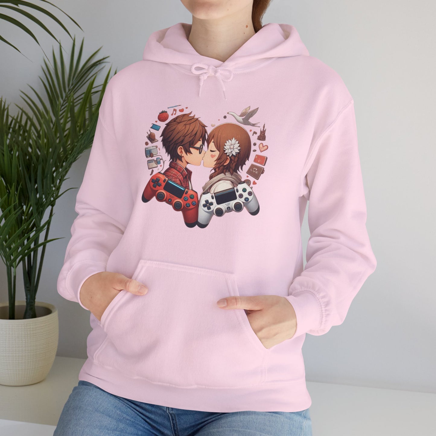 Retro Cyberpunk Gaming Couple Hoodie | Kawaii Valentine's Day Gamer Gift