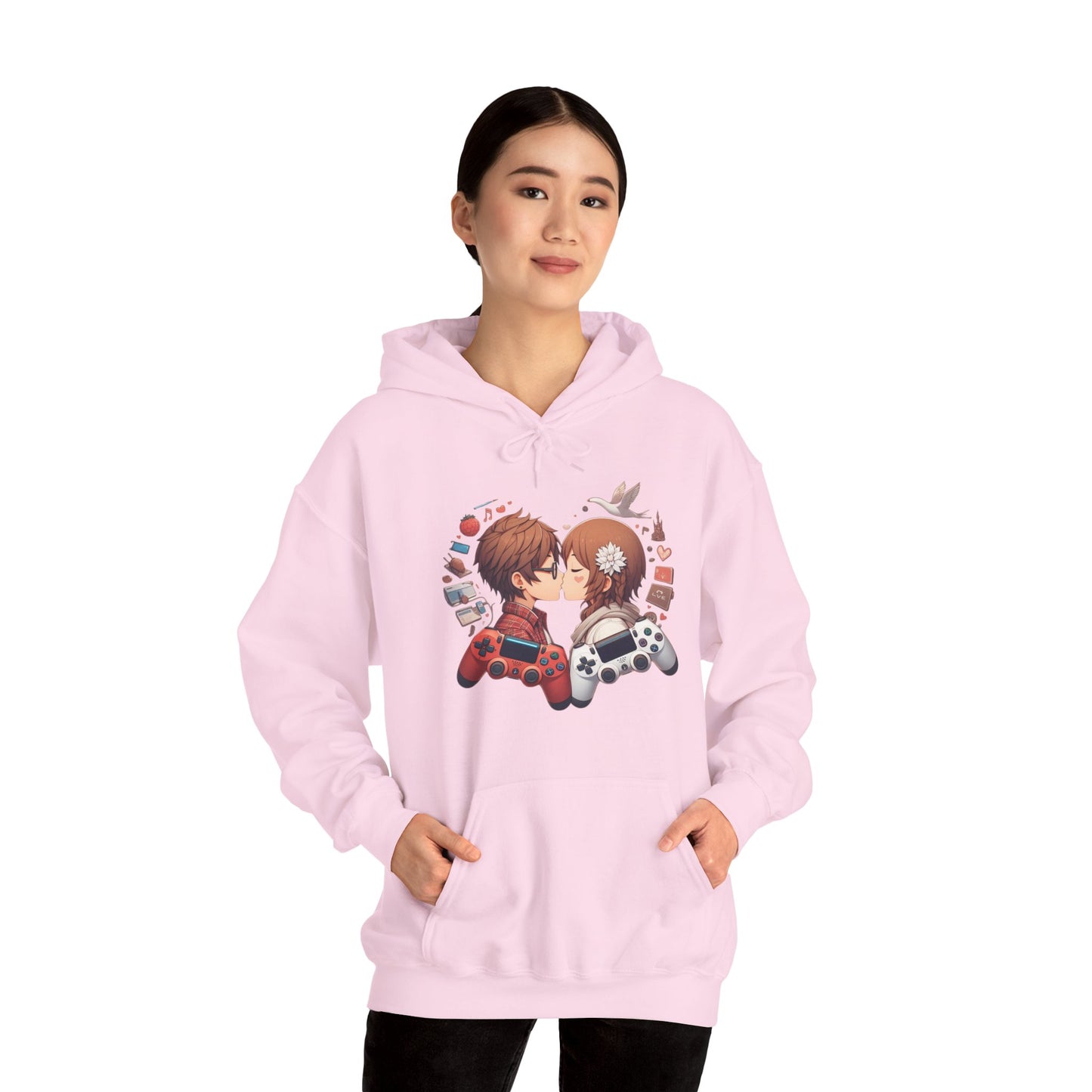 Retro Cyberpunk Gaming Couple Hoodie | Kawaii Valentine's Day Gamer Gift