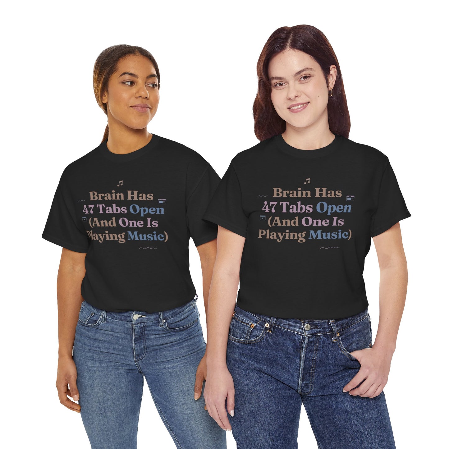 ADHD Lofi Aesthetic: 'Brain Has 47 Tabs Open (And One Is Playing Music)' Graphic Tee
