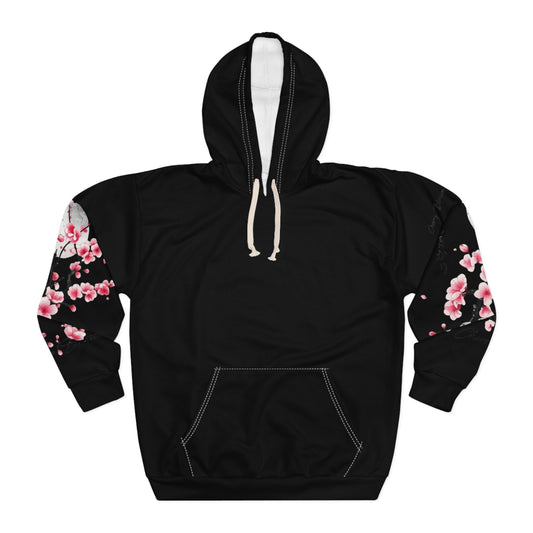 Cherry Blossom Sleeve Hoodie – Japanese Sakura Hoodie, Aesthetic Floral Pullover, Streetwear Hoodie, Unisex Gift