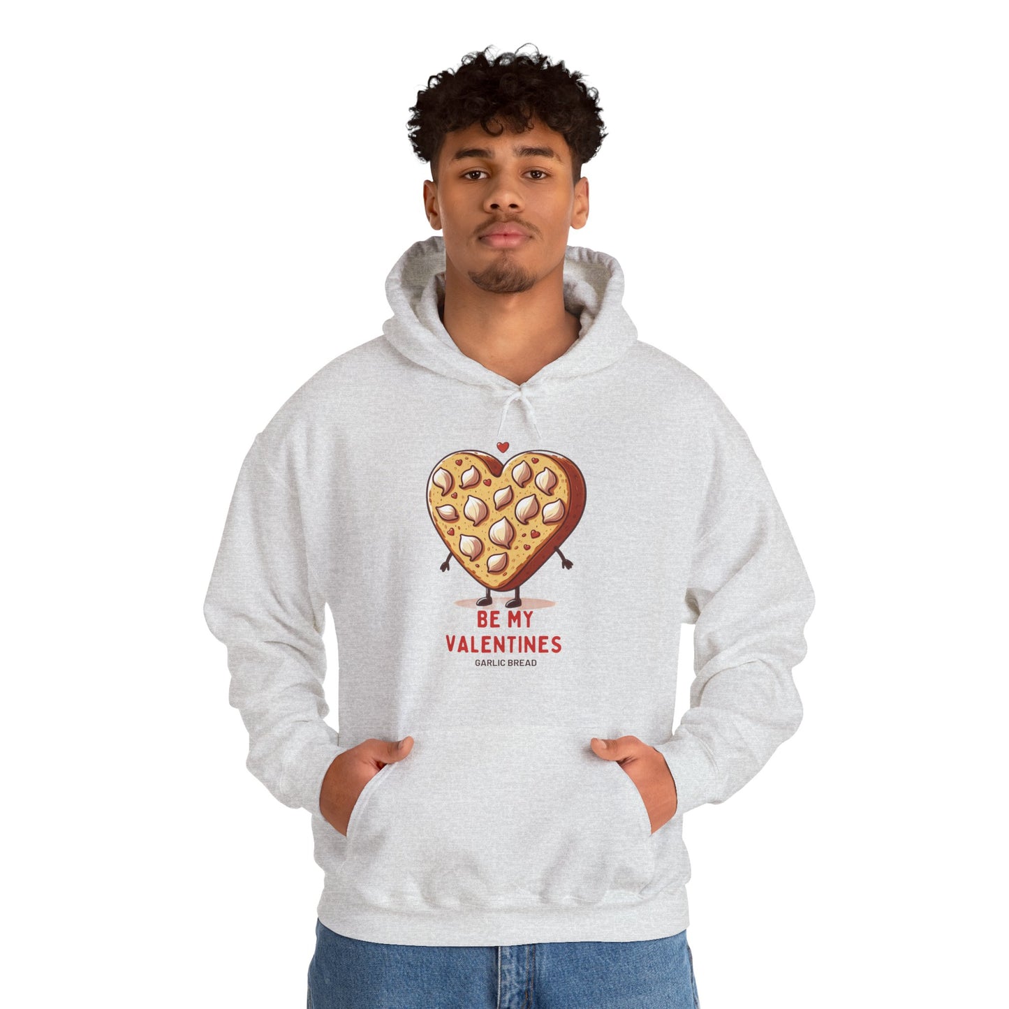 Garlic Bread Heart Hoodie Be My Valentines Unisex Sweatshirt - Funny Foodie Gift