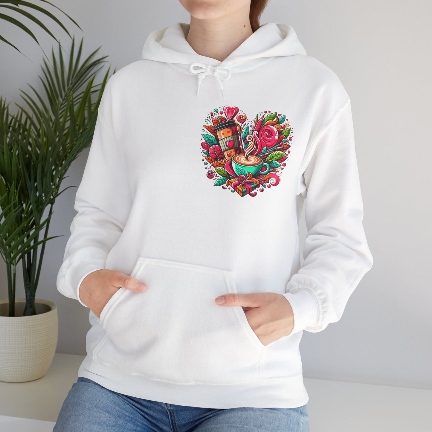 Urban Brew: Vibrant Graffiti Coffee Love Heart Hoodie