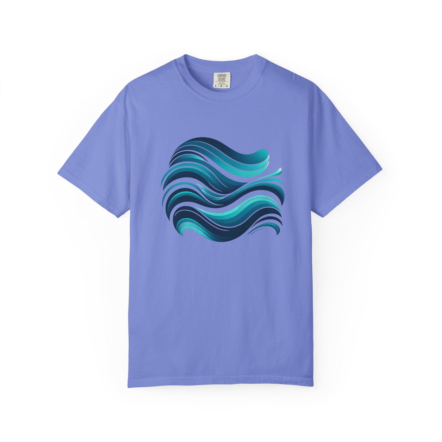Abstract Ocean Wave T-Shirt  Modern Aqua Design   Artistic Sea Wave