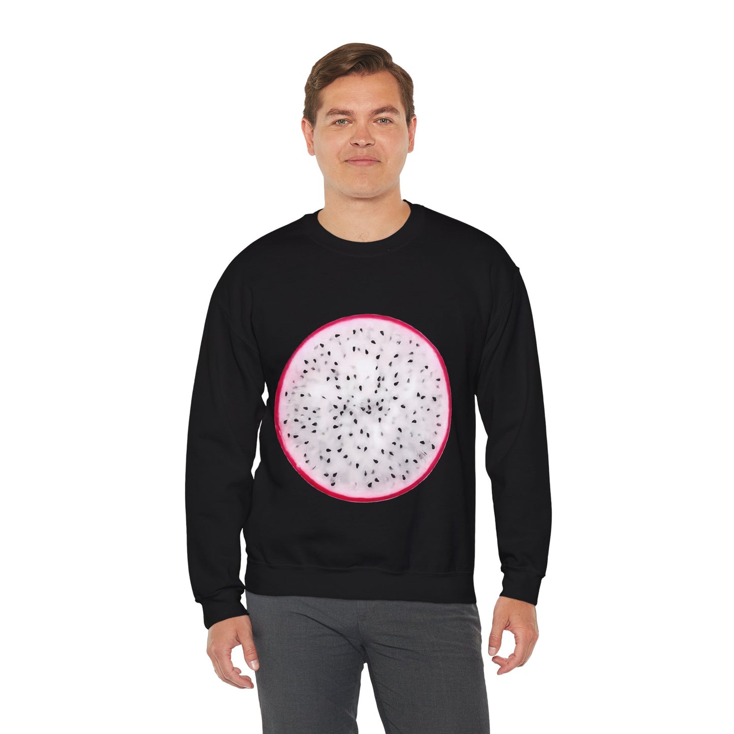 Dragon Fruit Slice Crewneck Sweatshirt | Aesthetic "Pitaya" Pullover | Funny Lazy Halloween Costume & Foodie Gif