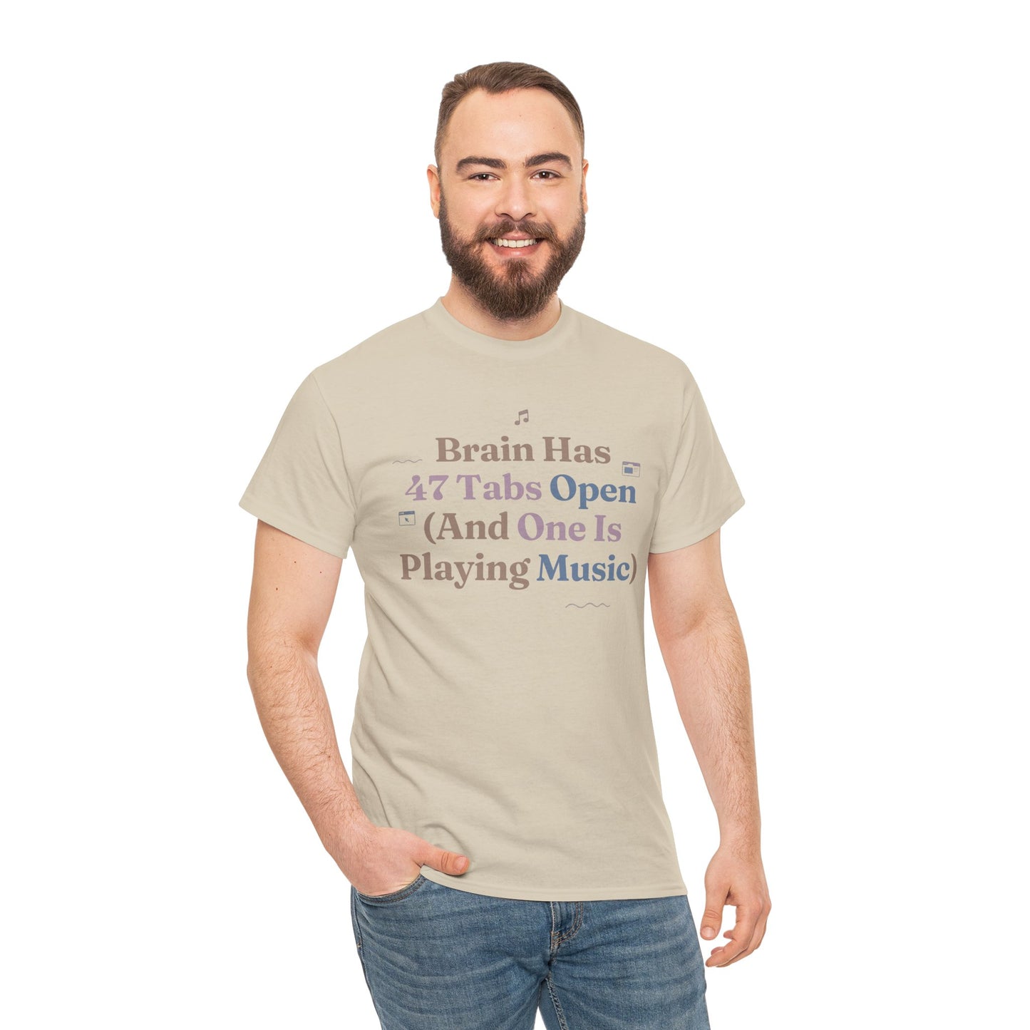 ADHD Lofi Aesthetic: 'Brain Has 47 Tabs Open (And One Is Playing Music)' Graphic Tee