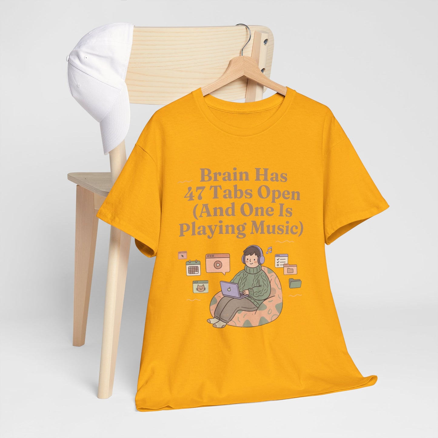 ADHD Lofi Aesthetic: 'Brain Has 47 Tabs Open (And One Is Playing Music)' Graphic Tee
