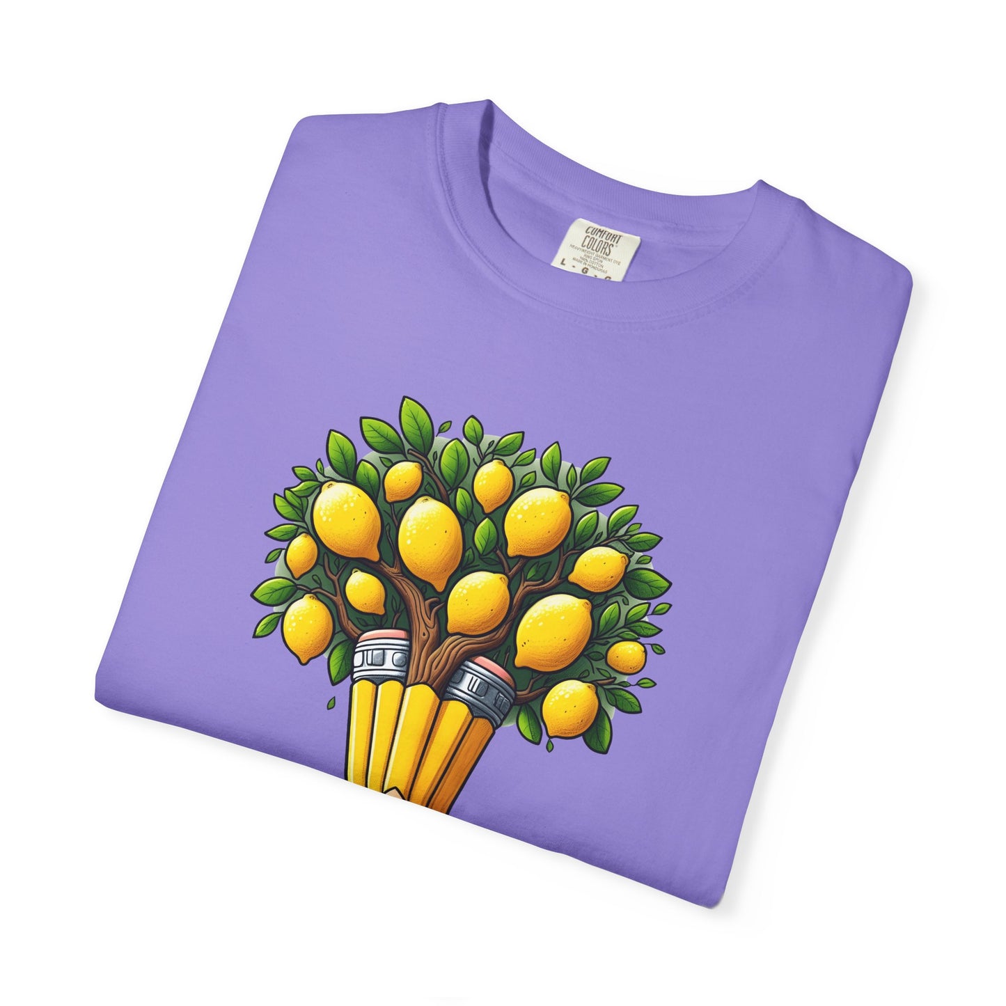 Artistic Lemon Pencil Tree T-Shirt - Unique Art & Nature Celebrating Growth and Imagination