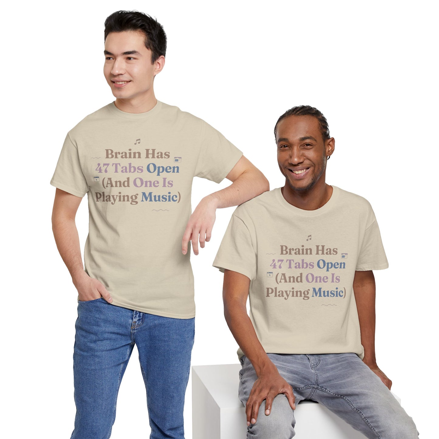 ADHD Lofi Aesthetic: 'Brain Has 47 Tabs Open (And One Is Playing Music)' Graphic Tee