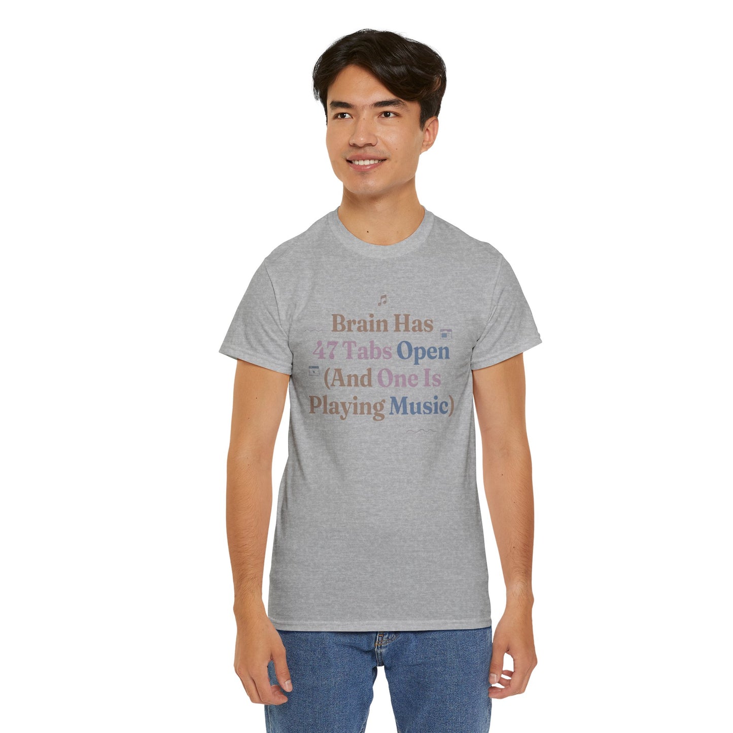 ADHD Lofi Aesthetic: 'Brain Has 47 Tabs Open (And One Is Playing Music)' Graphic Tee
