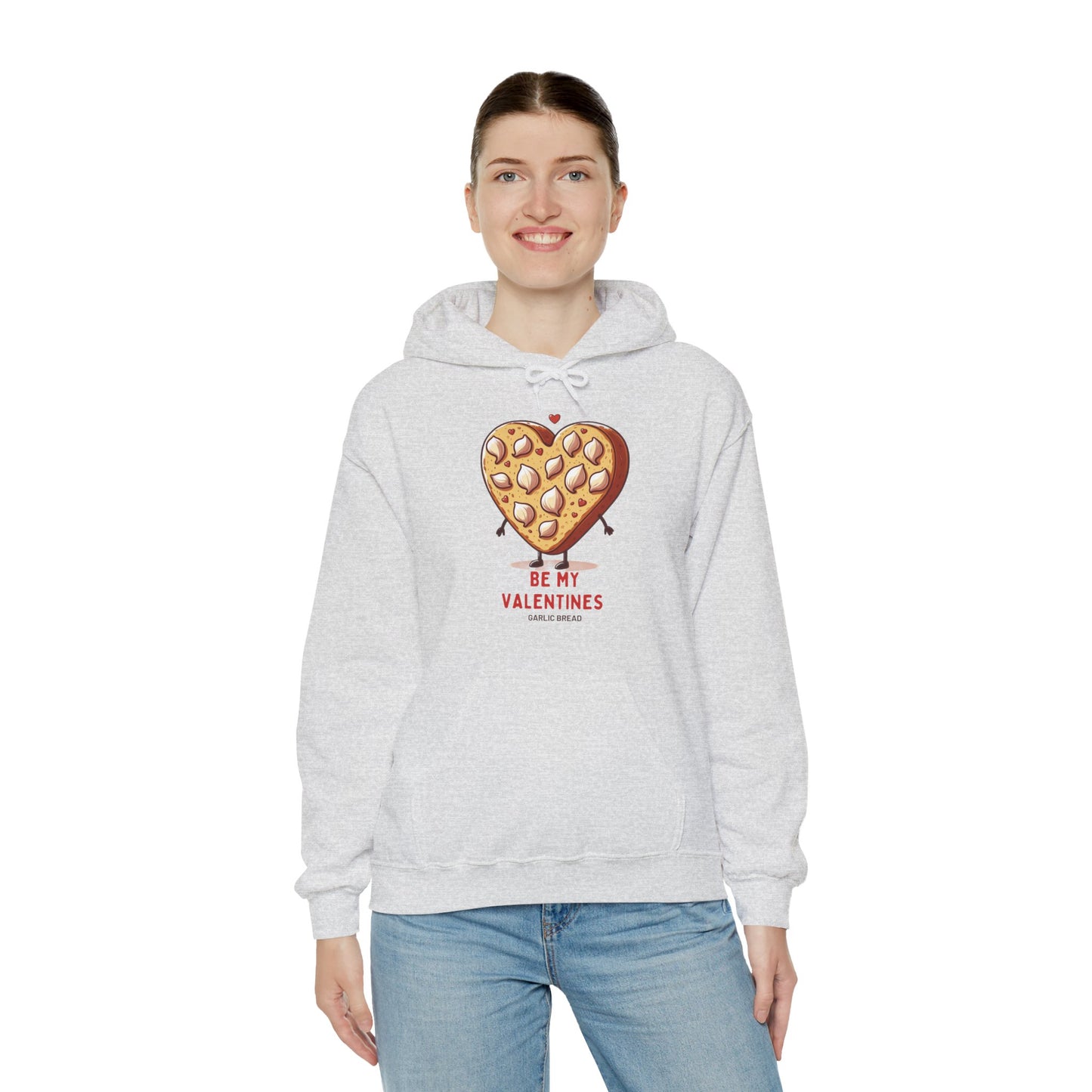 Garlic Bread Heart Hoodie Be My Valentines Unisex Sweatshirt - Funny Foodie Gift