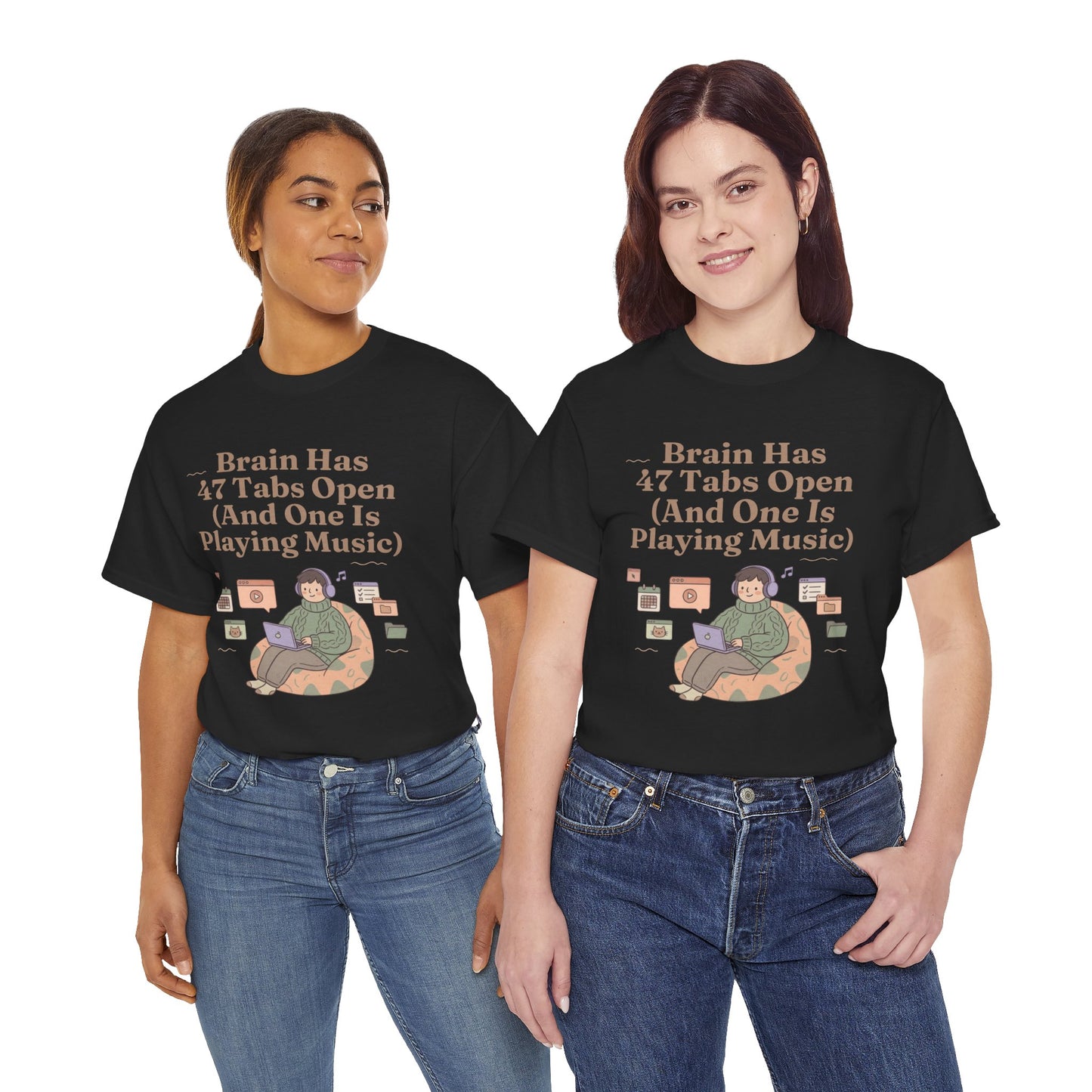 ADHD Lofi Aesthetic: 'Brain Has 47 Tabs Open (And One Is Playing Music)' Graphic Tee
