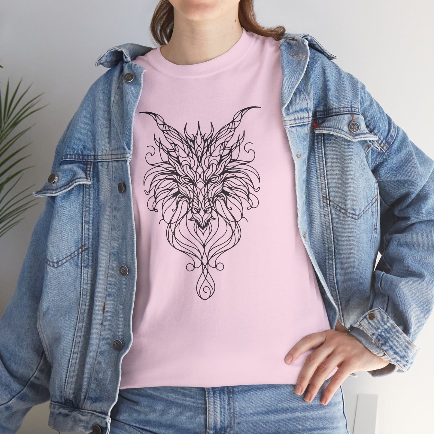 Dragon Line Art Shirt | Mythical Creature Sketch Tee | Minimalist Tattoo Style Top | Intricate Fantasy Art Gift | Unisex White T-Shirt