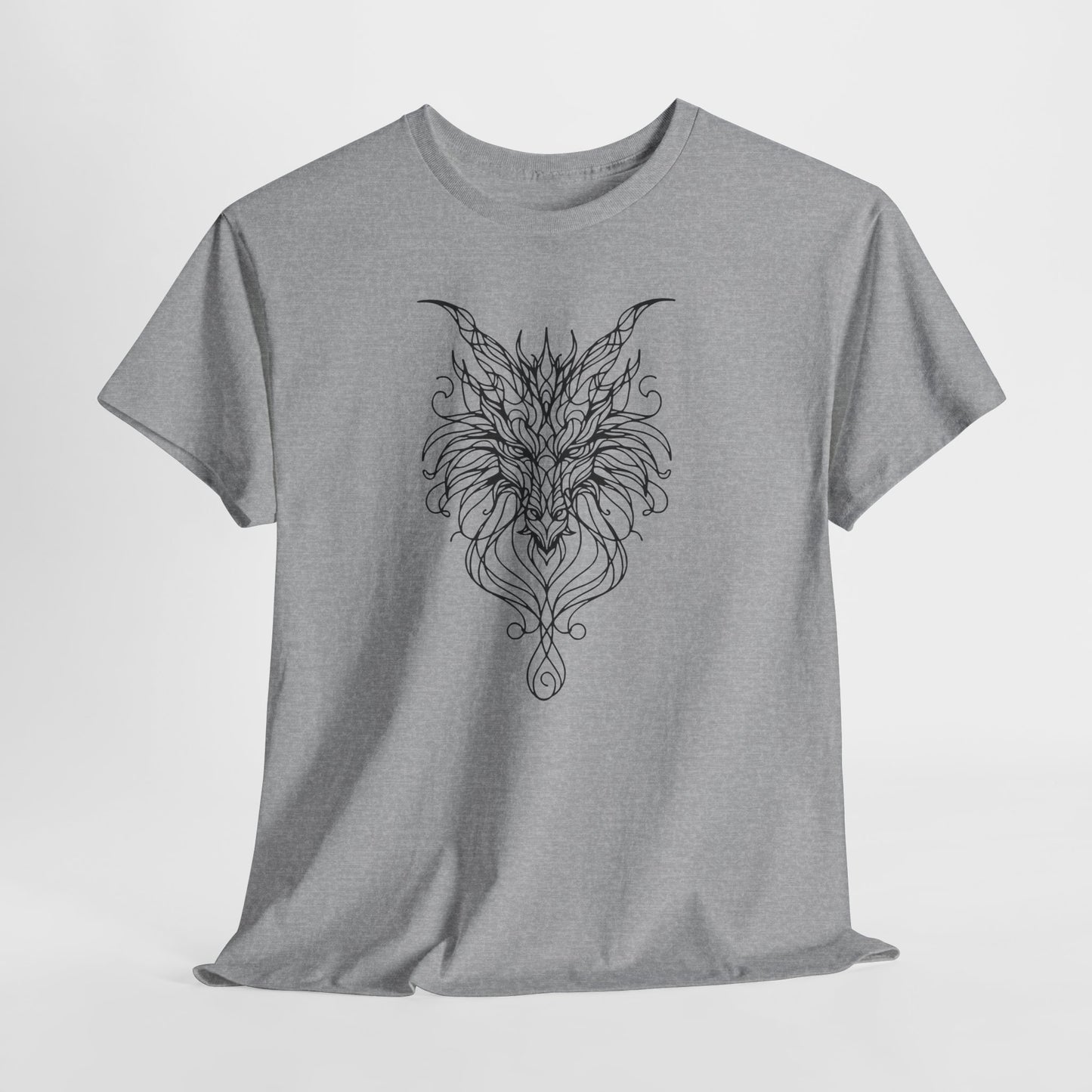 Dragon Line Art Shirt | Mythical Creature Sketch Tee | Minimalist Tattoo Style Top | Intricate Fantasy Art Gift | Unisex White T-Shirt