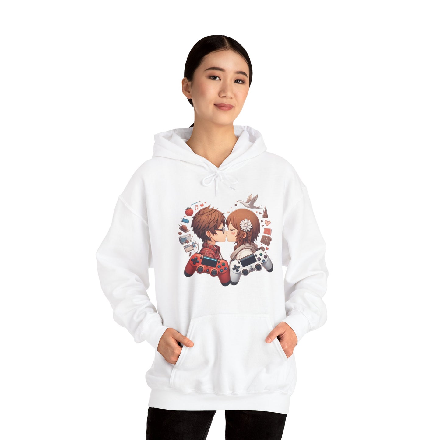 Retro Cyberpunk Gaming Couple Hoodie | Kawaii Valentine's Day Gamer Gift