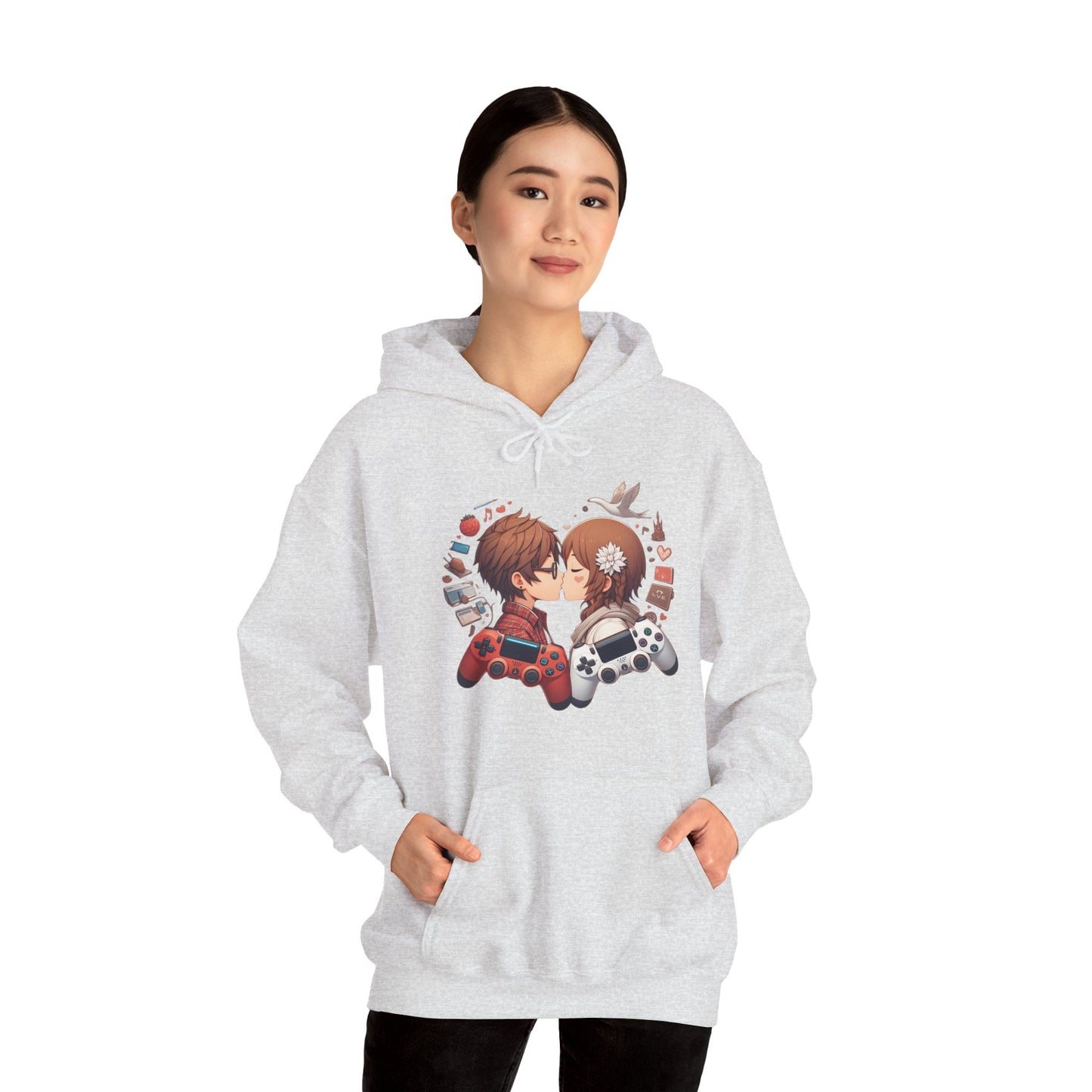 Retro Cyberpunk Gaming Couple Hoodie | Kawaii Valentine's Day Gamer Gift