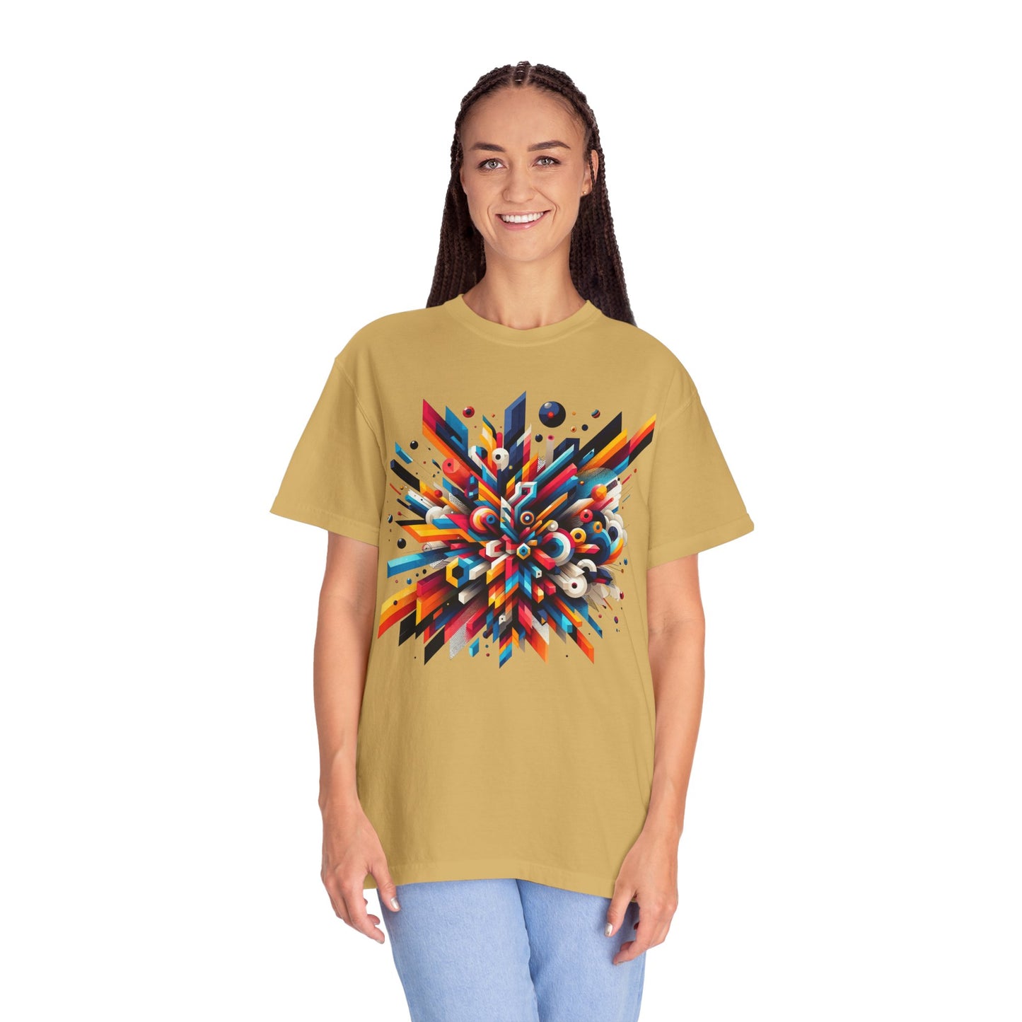 Abstract Art Energy Shirt | Comfort Colors 1717 | Vibrant Geometric Explosion Tee | Soft Washed Garment Dyed Cotton | Artistic Streetwear