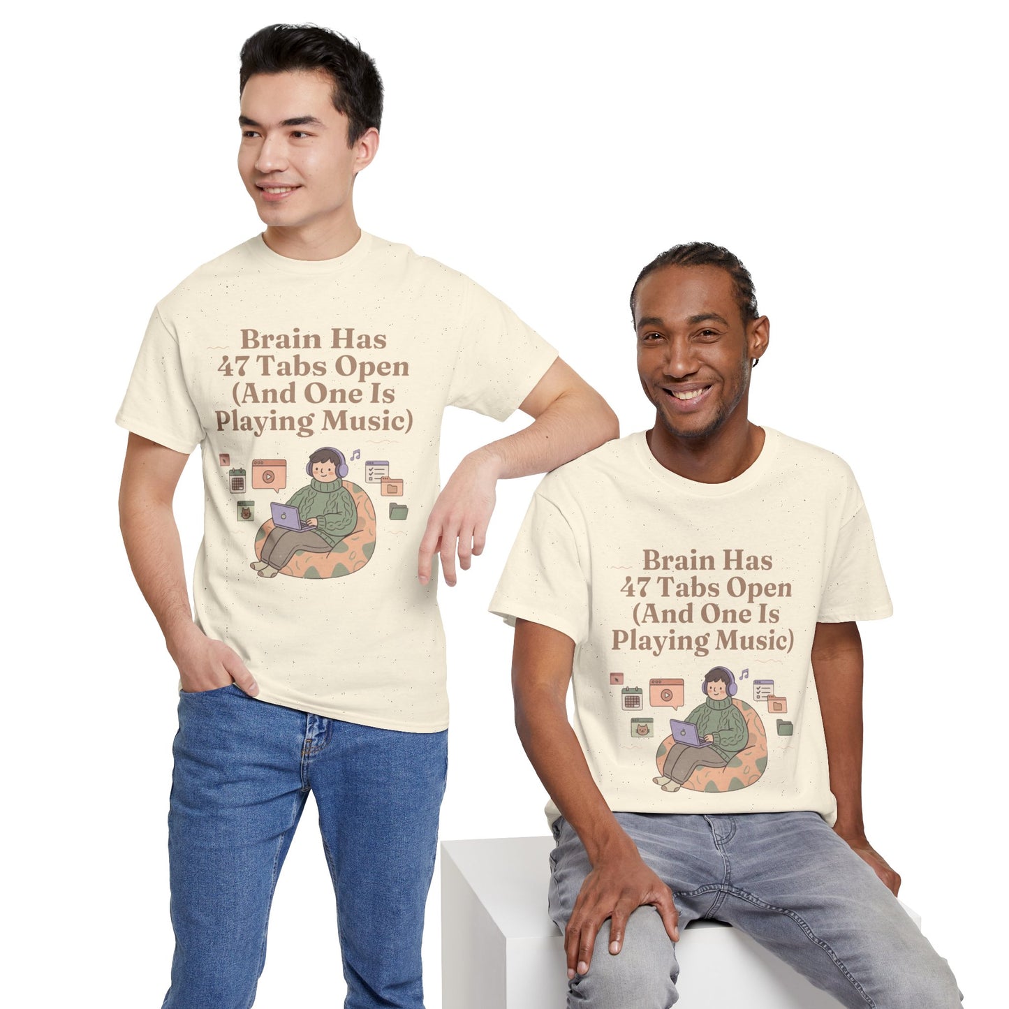 ADHD Lofi Aesthetic: 'Brain Has 47 Tabs Open (And One Is Playing Music)' Graphic Tee