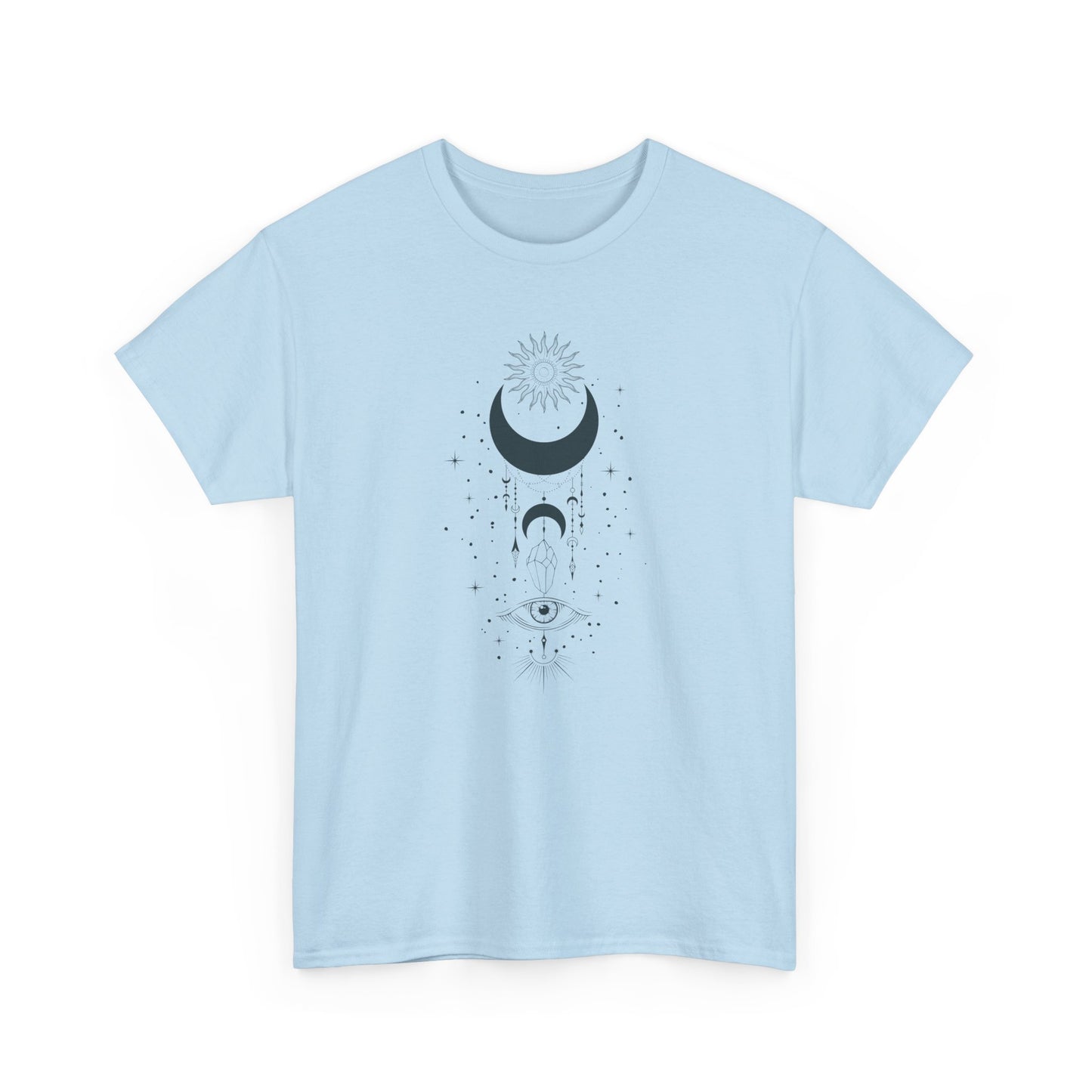 Celestial Moon & Sun Shirt | Boho Mystical Line Art Tee | Spiritual Astrology Gift | Heavy Cotton Unisex Top | Witchy Yoga T-Shirt