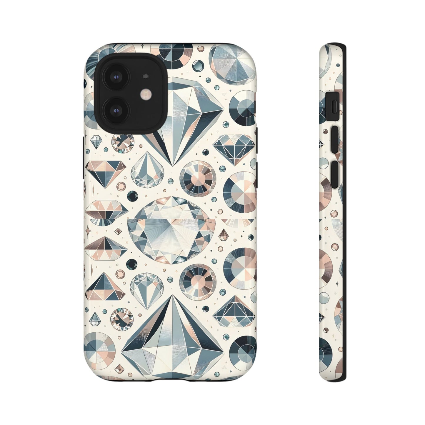 Diamond Pattern iPhone Case | Dual Layer Tough Cover | Luxury Gemstone Print | Glossy or Matte Finish | Shockproof Polycarbonate & TPU Shell