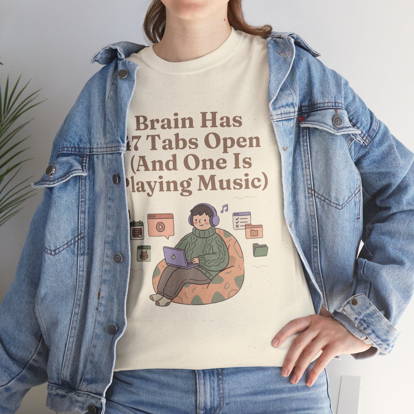 ADHD Lofi Aesthetic: 'Brain Has 47 Tabs Open (And One Is Playing Music)' Graphic Tee