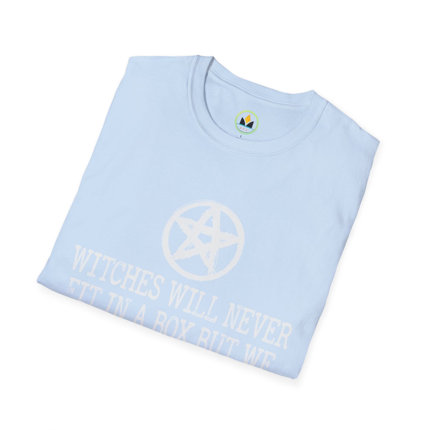 Witches Will Never Fit in a Box – Pentagram Circle Witchy T‑Shirt for Modern Coven Queens