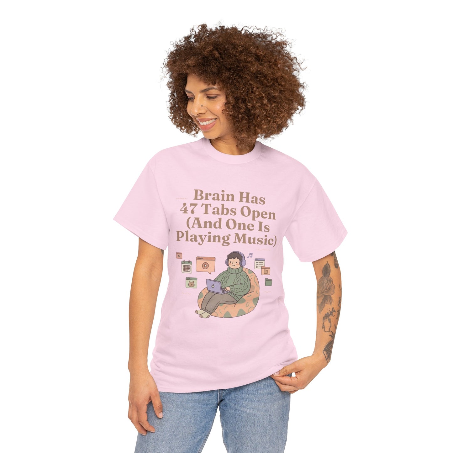 ADHD Lofi Aesthetic: 'Brain Has 47 Tabs Open (And One Is Playing Music)' Graphic Tee
