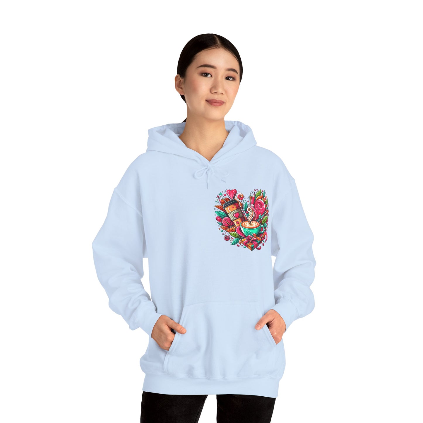 Urban Brew: Vibrant Graffiti Coffee Love Heart Hoodie