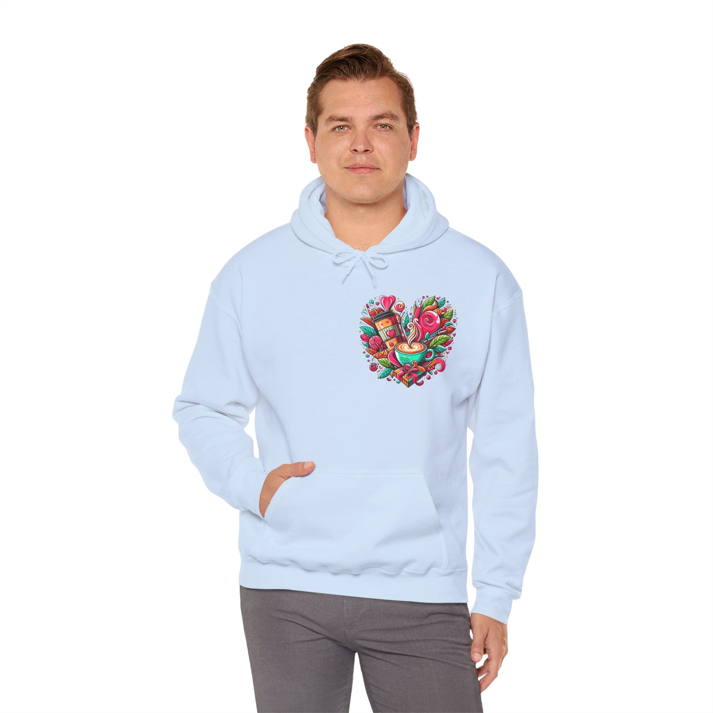 Urban Brew: Vibrant Graffiti Coffee Love Heart Hoodie