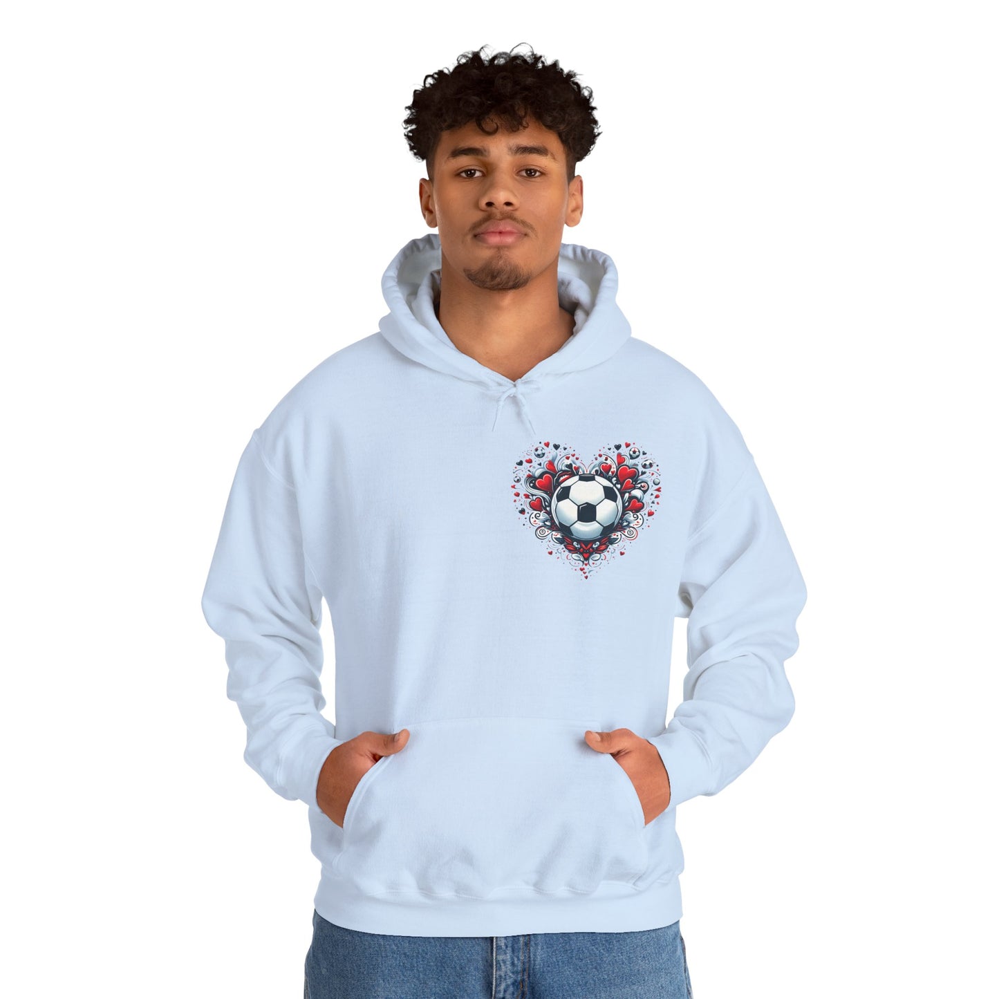 Love the Game Soccer Heart Hoodie | Minimalist Left-Chest Print | Soccer Mom & Fan Gift