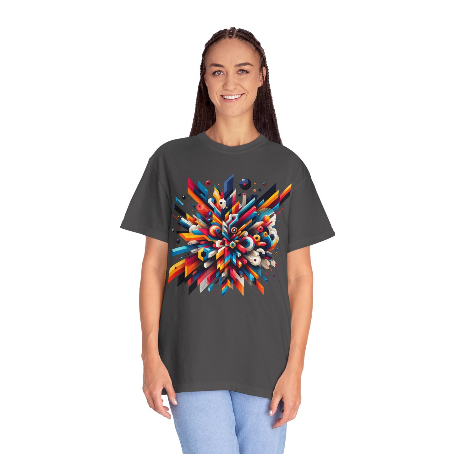 Abstract Art Energy Shirt | Comfort Colors 1717 | Vibrant Geometric Explosion Tee | Soft Washed Garment Dyed Cotton | Artistic Streetwear
