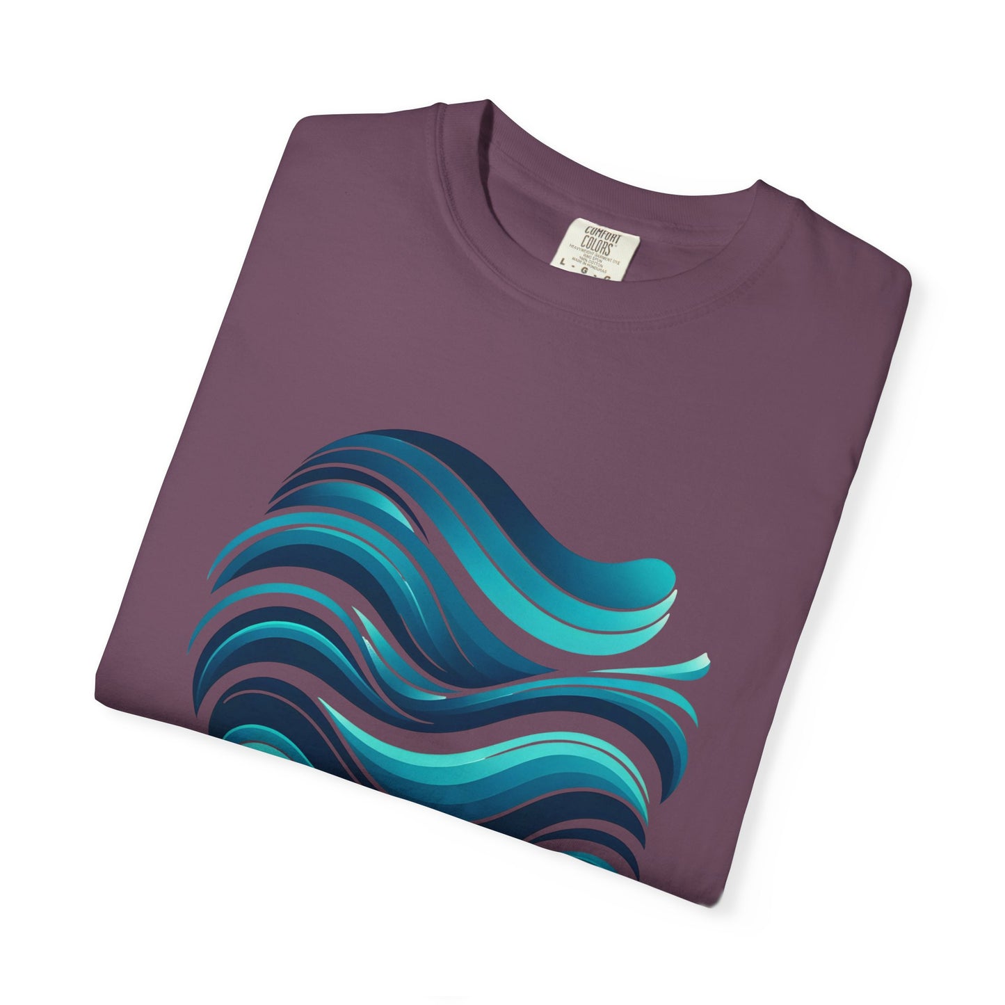 Abstract Ocean Wave T-Shirt  Modern Aqua Design   Artistic Sea Wave