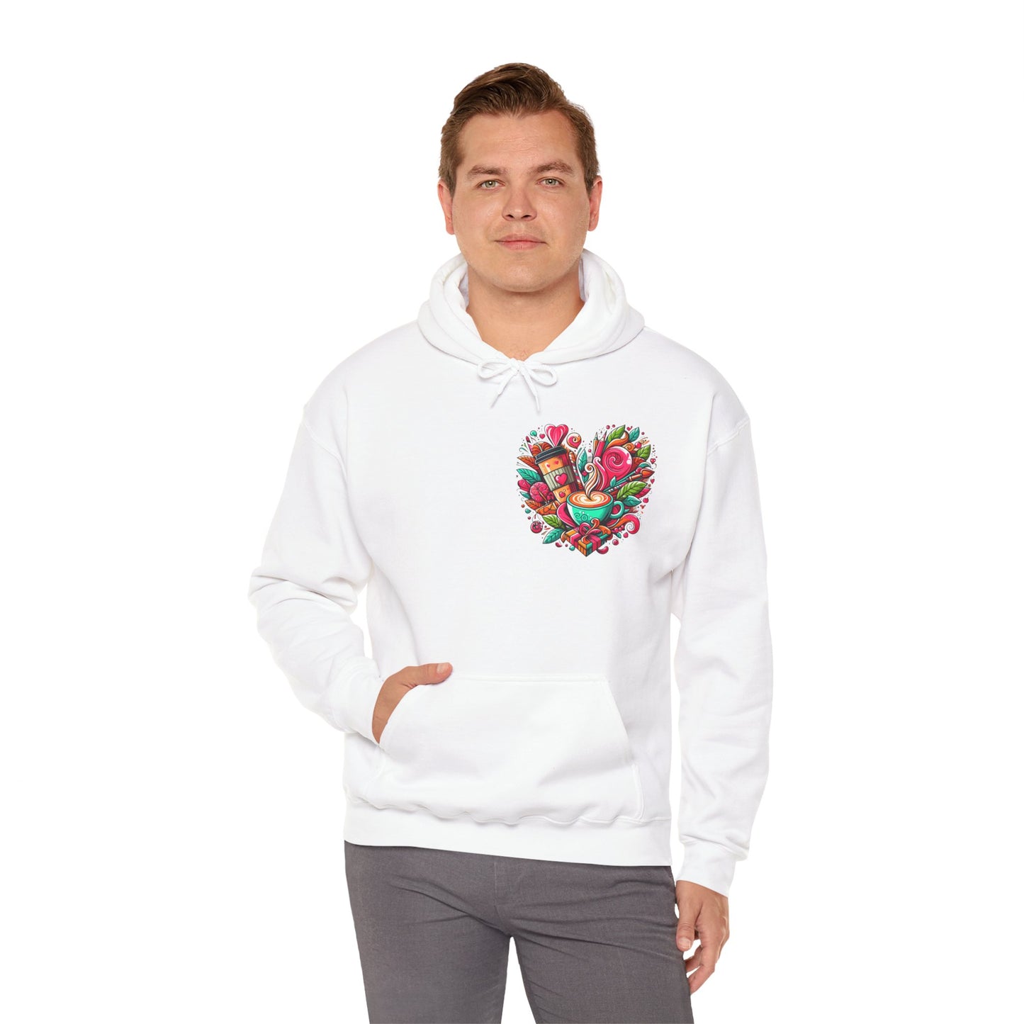 Urban Brew: Vibrant Graffiti Coffee Love Heart Hoodie