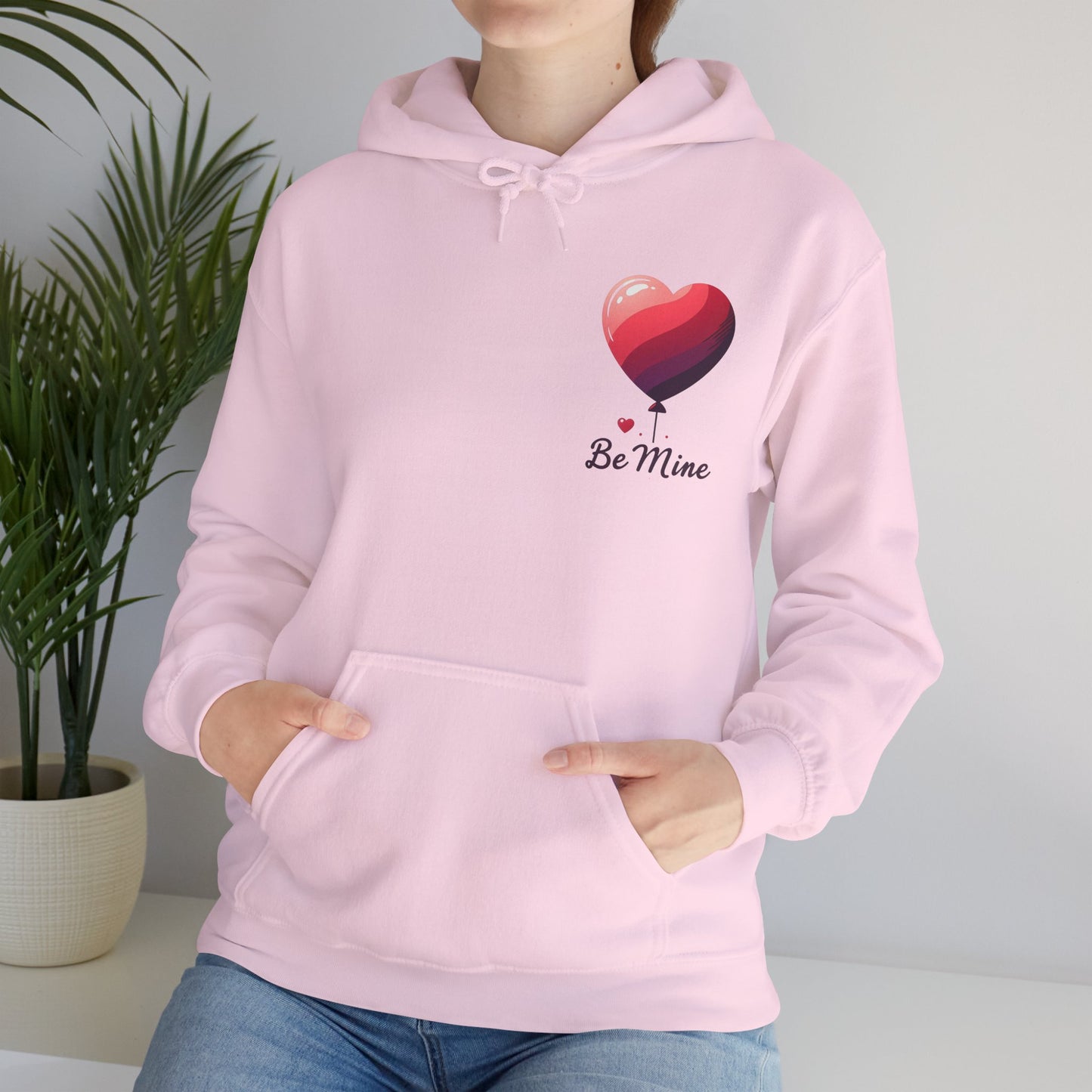Minimalist Be Mine Valentine Heart Balloon Hoodie | Aesthetic Romantic Couple Sweatshirt