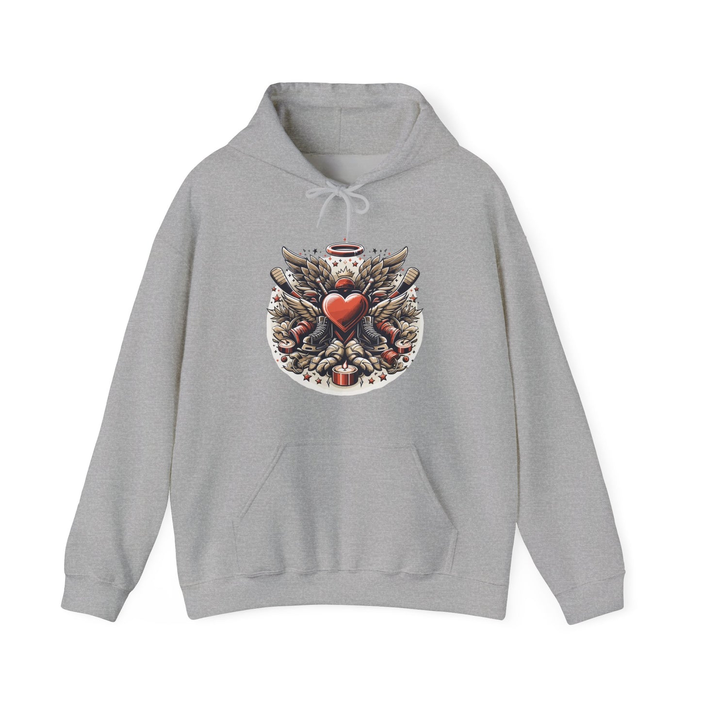 Hockey Heart & Angel Wings Hoodie | Edgy "Love the Game" Sweatshirt | Unique Sports Valentine's Gift