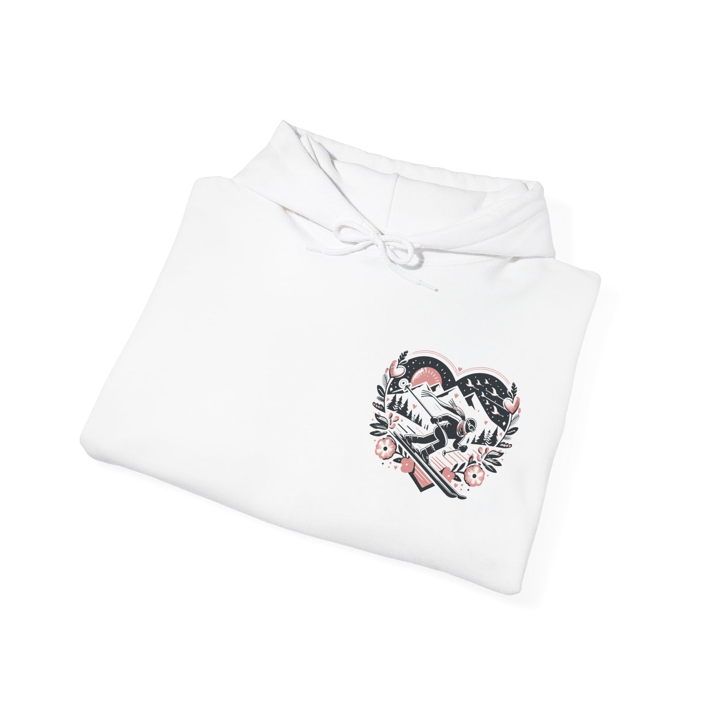 Love the Slopes" Skiing Hoodie | Mountain Heart Illustrated Sweatshirt | Après Ski & Winter Sports Gift