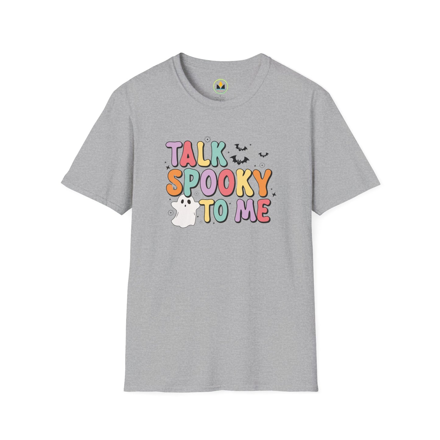 Talk Spooky To Me – Cute Pastel Ghost Halloween T‑Shirt for Spooky Season Lovers
