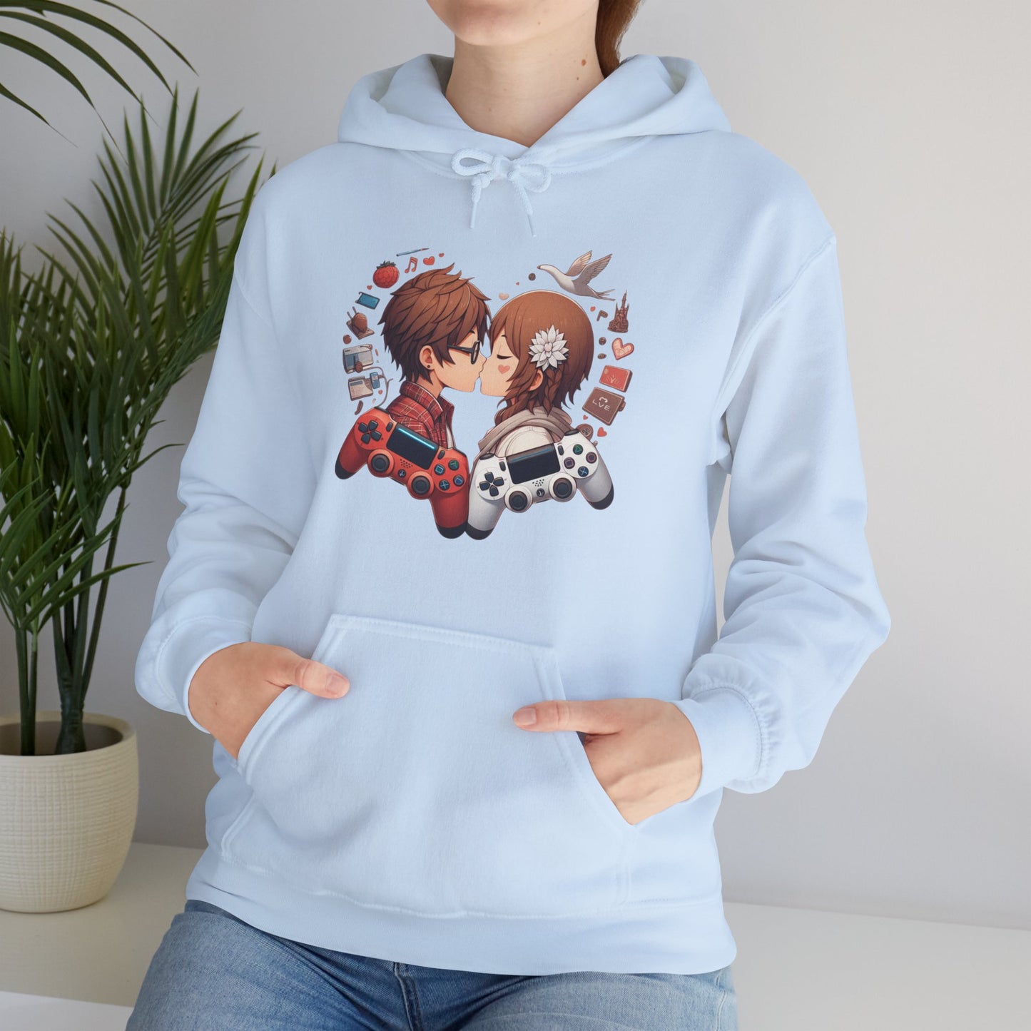 Retro Cyberpunk Gaming Couple Hoodie | Kawaii Valentine's Day Gamer Gift