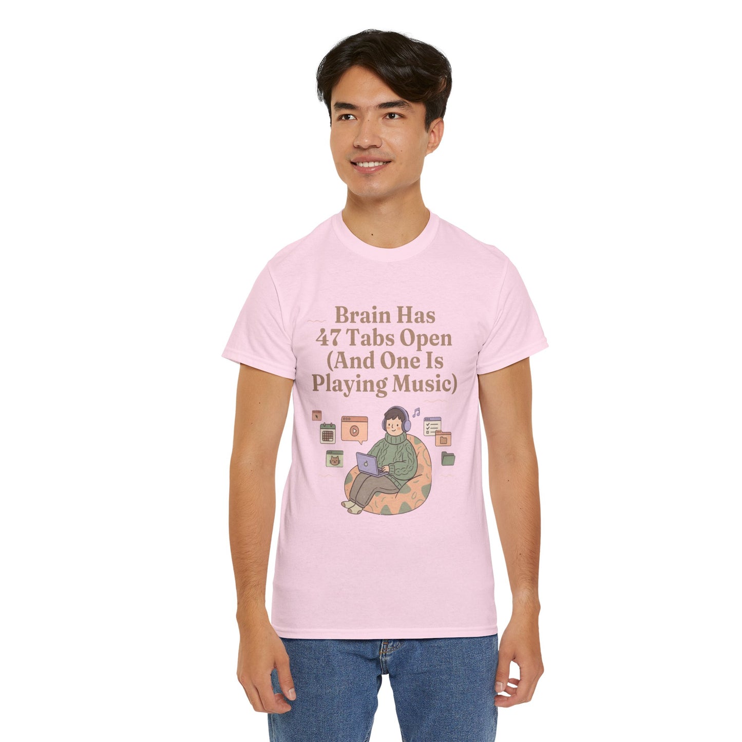 ADHD Lofi Aesthetic: 'Brain Has 47 Tabs Open (And One Is Playing Music)' Graphic Tee