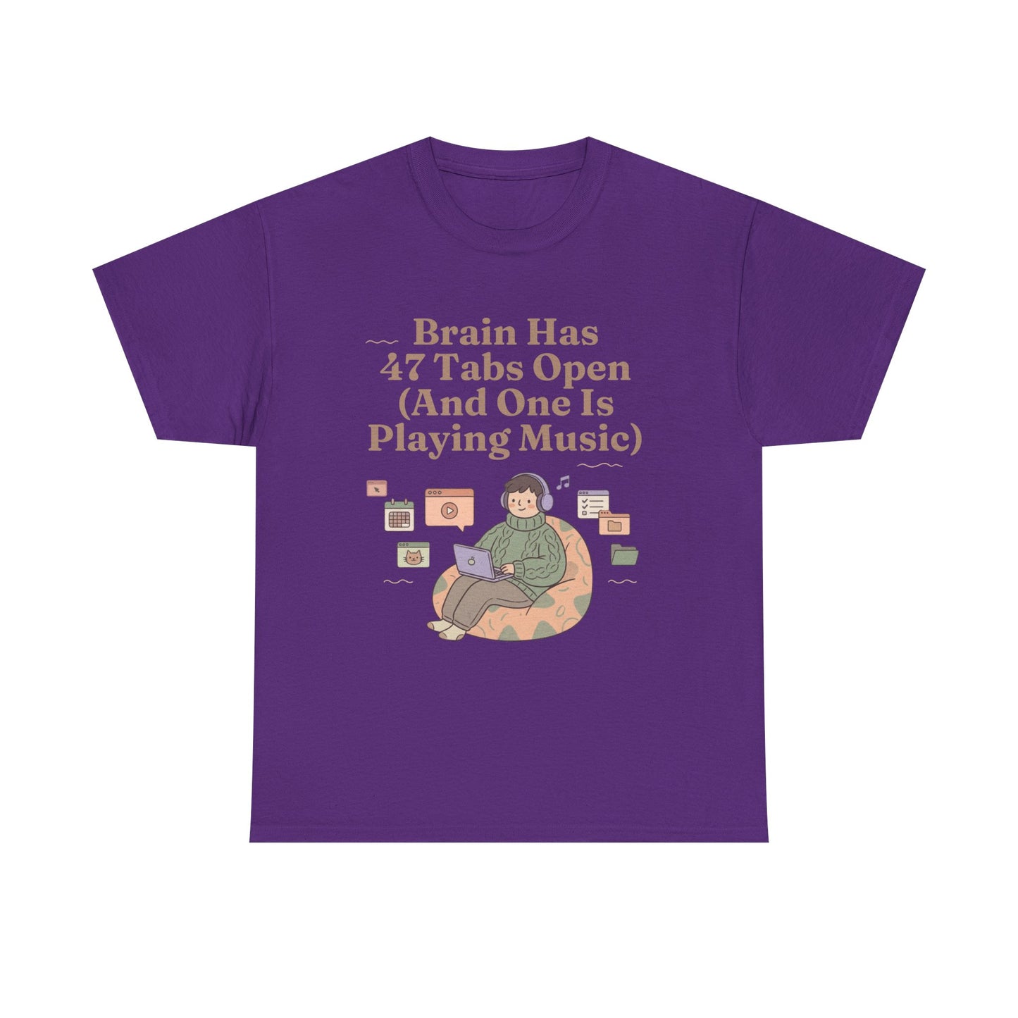 ADHD Lofi Aesthetic: 'Brain Has 47 Tabs Open (And One Is Playing Music)' Graphic Tee