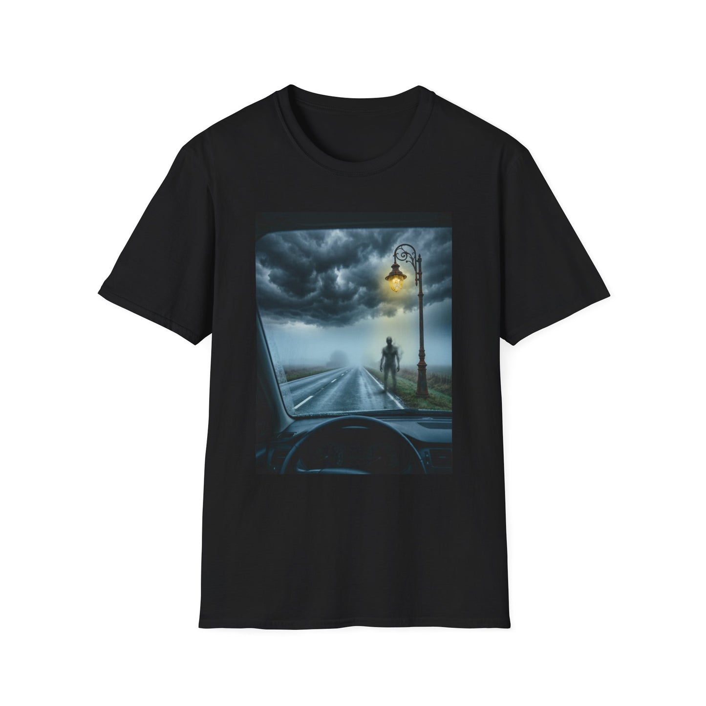 Roadside Encounter T-Shirt | Eerie Alien Highway Art
