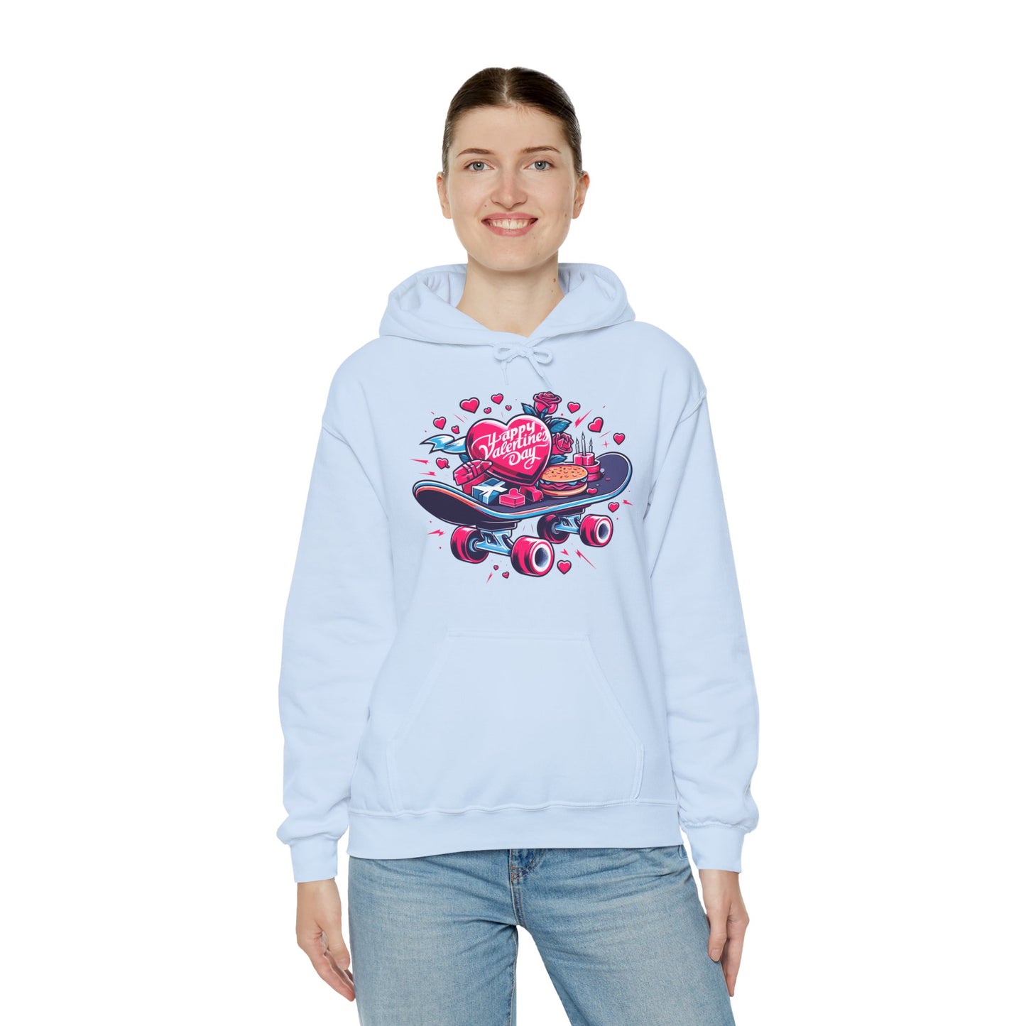 Skateboard Valentine's Hoodie | Edgy "Ride & Love" Graphic Sweatshirt | Funny Skater Gift