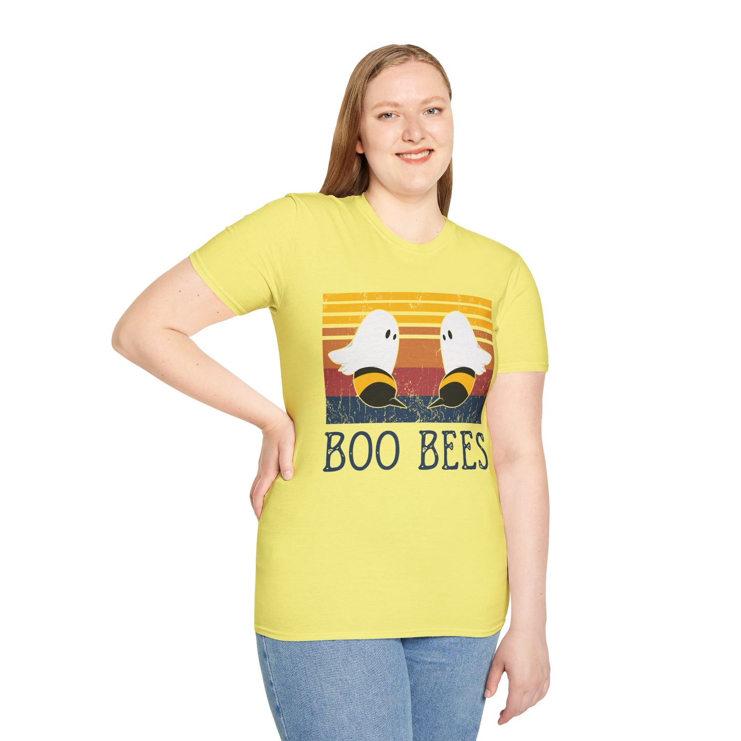 BOO BEES Retro Ghost‑Bee T‑Shirt – Funny Halloween Pun Tee for Spooky Season