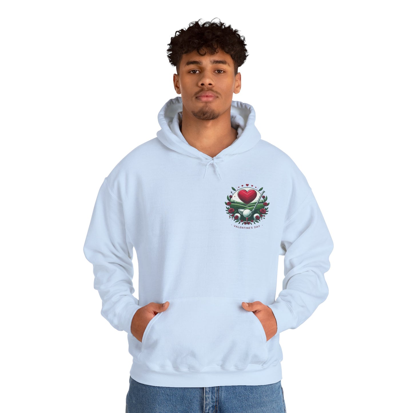 Viral Valentines Golf Heart Hoodie - Cute Roses & Golf Ball Graphic Unisex Sweatshirt - Unique Romantic Golfer Gift