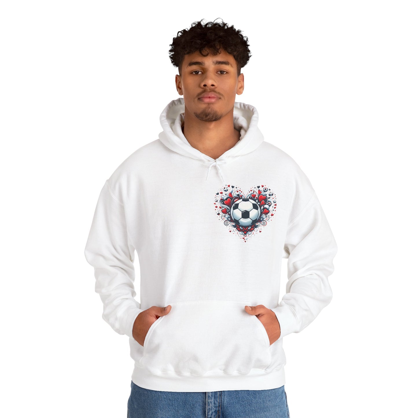 Love the Game Soccer Heart Hoodie | Minimalist Left-Chest Print | Soccer Mom & Fan Gift
