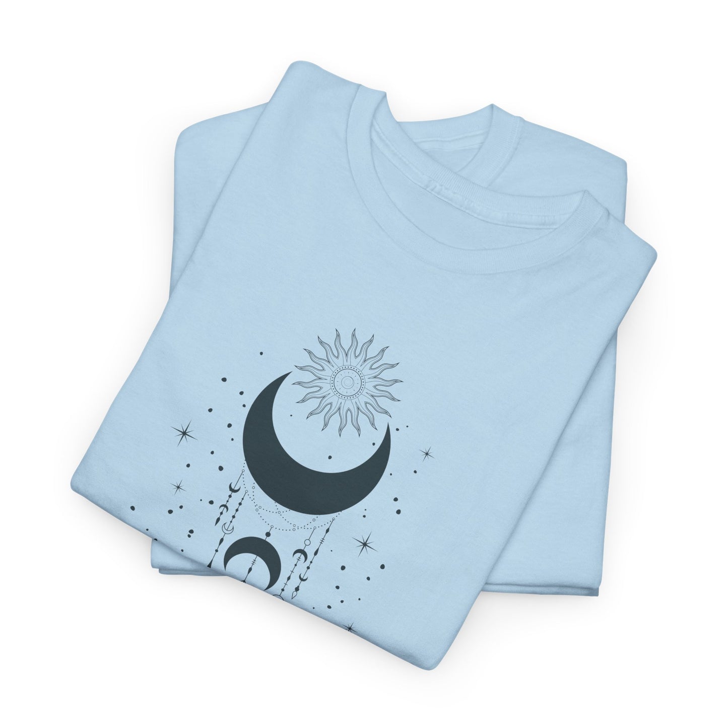 Celestial Moon & Sun Shirt | Boho Mystical Line Art Tee | Spiritual Astrology Gift | Heavy Cotton Unisex Top | Witchy Yoga T-Shirt