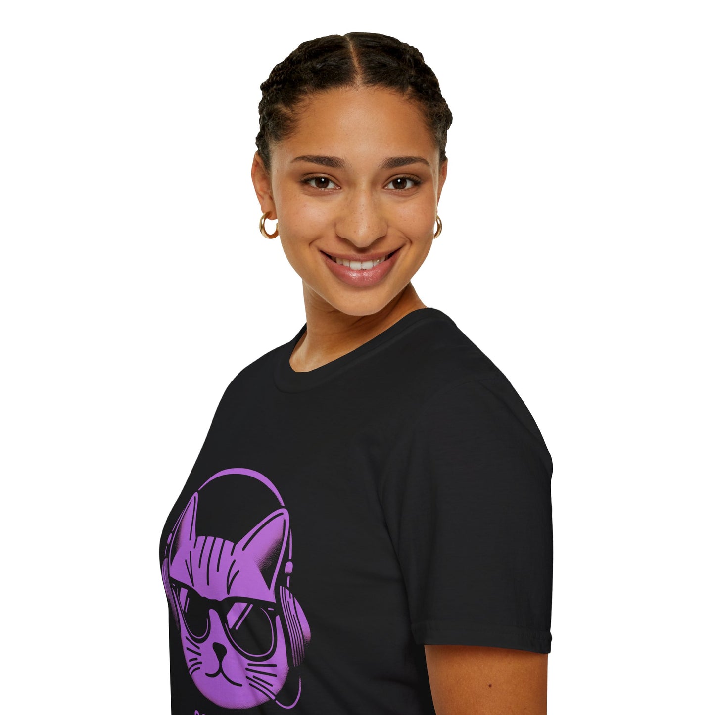 Cool Cat - Halloween Cat with Headphones Unisex Softstyle T-Shirt